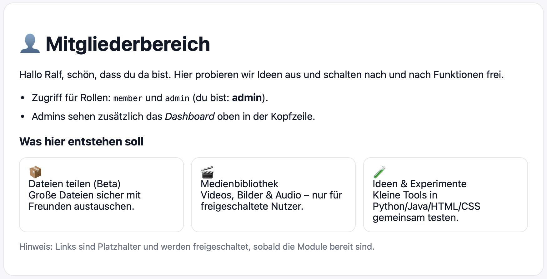 Vorschau Mitgliederbereich